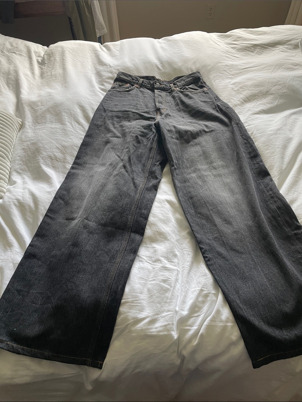 Weekday Wide-Leg Jeans in Washed Black